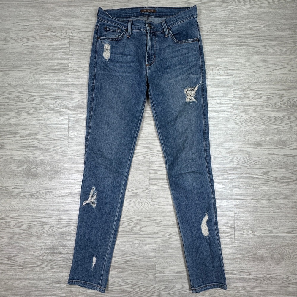 James Jeans Women's Skinny Jeans James Twiggy Blue 27 Distressed Denim
